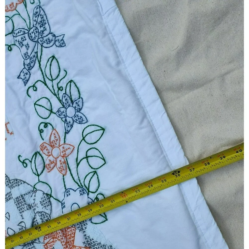 Handmade Baby Quilt Embroidered Prayer Angels Puppies Flowers Now I Lay 37